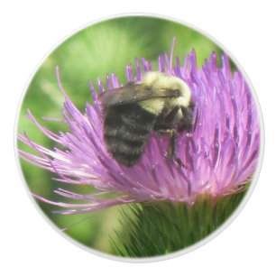 Bouton en céramique abeille et chardon