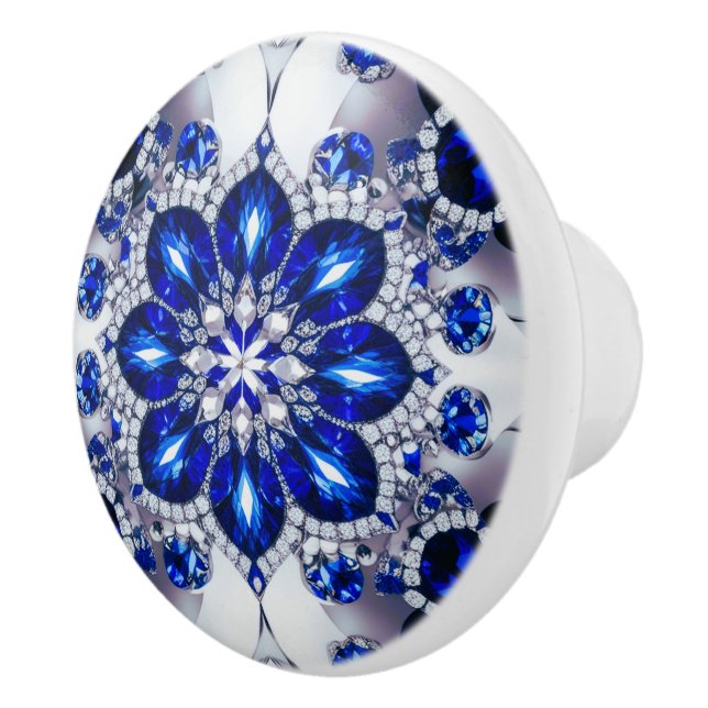 Bouton en céramique avec Bleu Blanc (Droite)