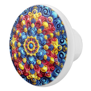 Bouton en céramique avec des couleurs roumaines