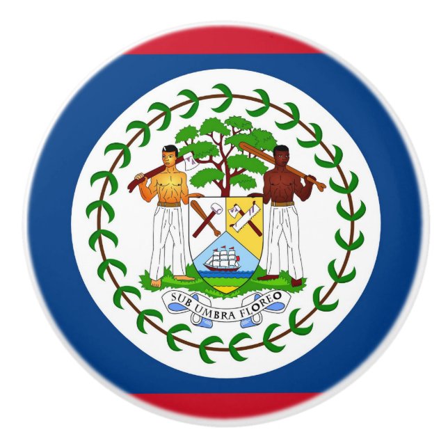 Bouton en céramique avec drapeau de Belize (Devant)