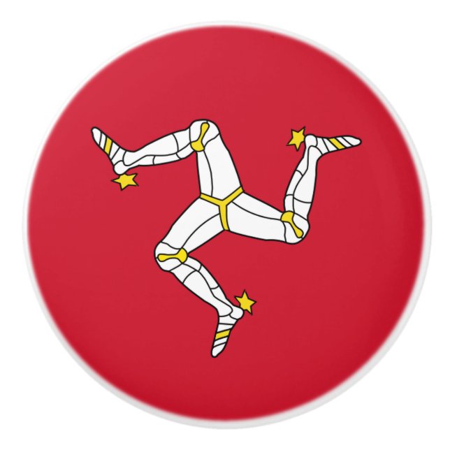 Bouton en céramique avec drapeau de l'île de Man (Devant)