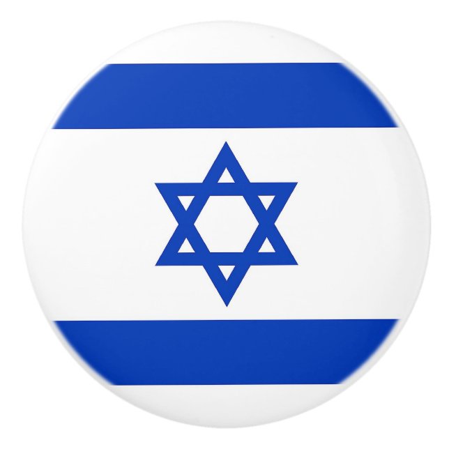 Bouton en céramique avec drapeau d'Israël (Devant)