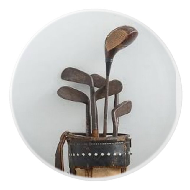 Bouton en céramique avec le sac et les clubs de (Devant)