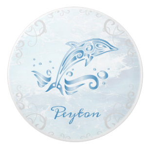 Bouton en céramique bleu Dolphin personnalisé