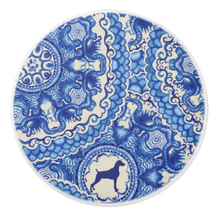 BOUTON EN CÉRAMIQUE BLEU ET BLANC DE WEIM