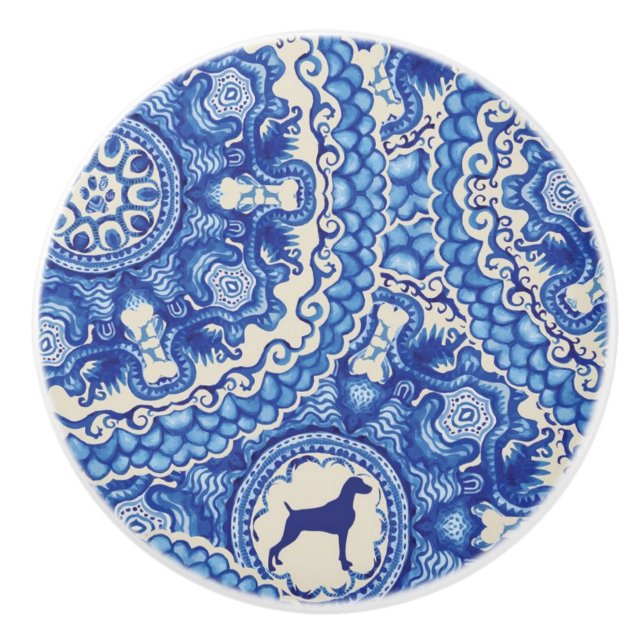 BOUTON EN CÉRAMIQUE BLEU ET BLANC DE WEIM (Devant)