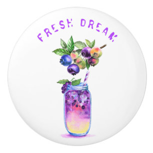 Bouton en céramique Blueberry Drink - Texte person
