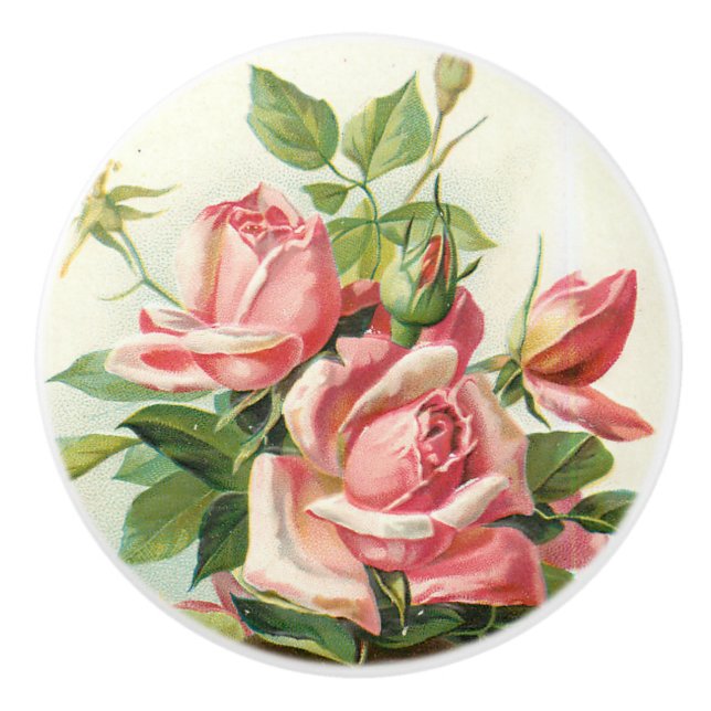 Bouton en céramique de beau rose rose de cru (Devant)