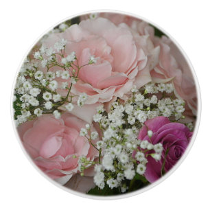 Bouton en céramique de bouquet rose
