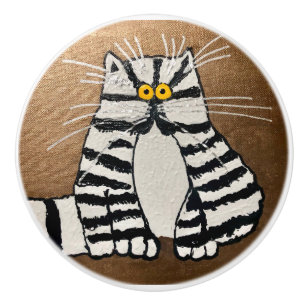 Bouton en céramique de chat de Botero