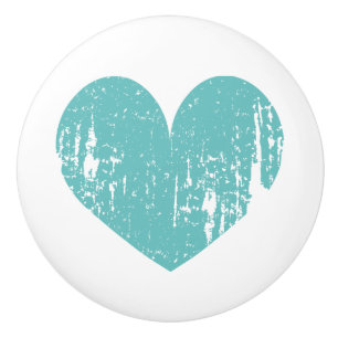 Bouton en céramique de coeur turquoise rustique po