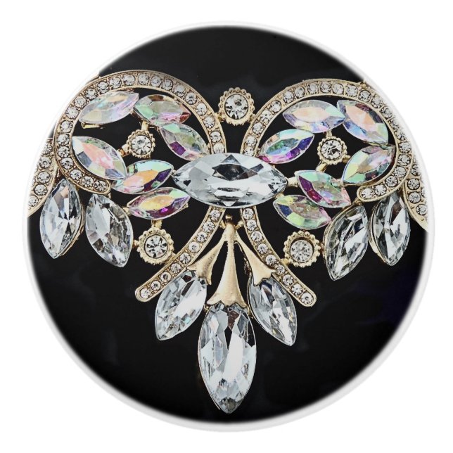 Bouton en céramique de collier de diamants (Devant)