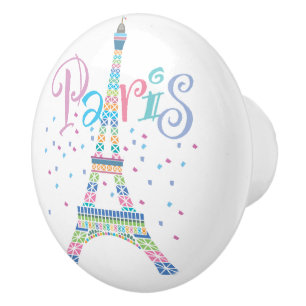 Bouton en céramique de confettis de Tour Eiffel