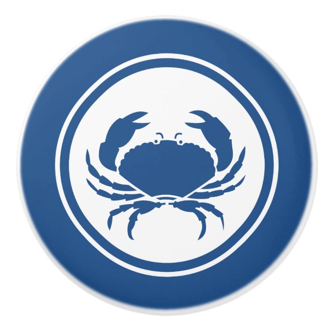 Bouton en céramique de créature marine de crabe (Devant)