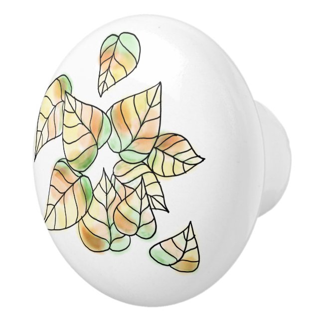 Bouton en céramique de feuille d'automne (Droite)