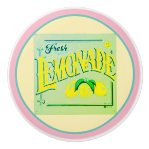 Bouton en céramique de limonade rose vintage
