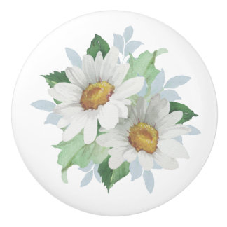 Bouton en céramique de marguerite blanche