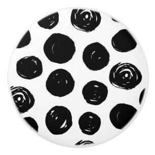 Bouton en céramique de pois noir à la mode simple