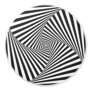 Bouton en céramique de soleil rayé noir et blanc