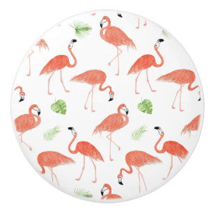 Bouton en céramique de tiroir de Flamant rose
