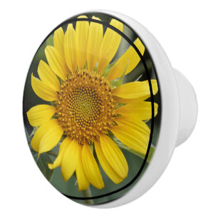Bouton en céramique de tournesol jaune
