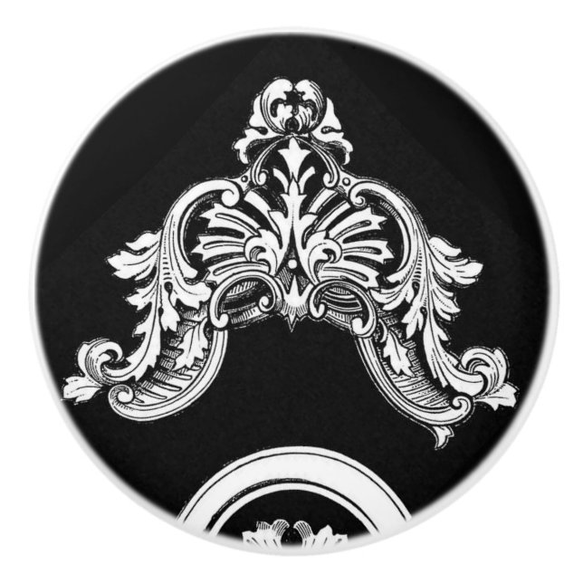 Bouton en céramique d'équilibre floral gothique (Devant)