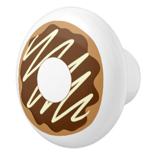 Bouton en céramique design beigne chocolat
