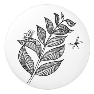 Bouton en céramique du brin #1 de feuille