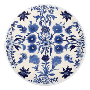 Bouton en céramique Floral bleu personnalisé
