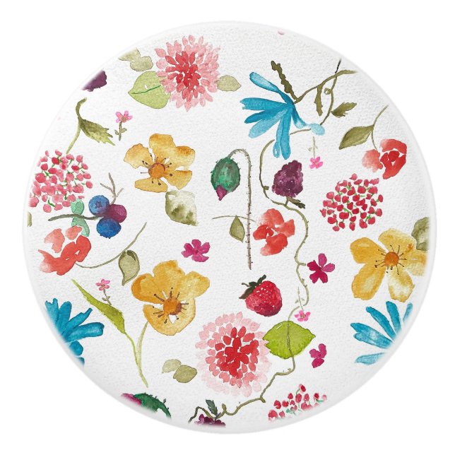 Bouton en céramique florale (Devant)