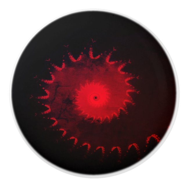 Bouton en céramique fractale rouge (Devant)