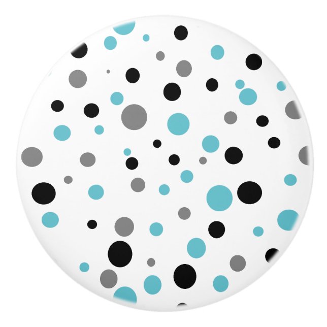 Bouton en céramique gris noir turquoise (Devant)