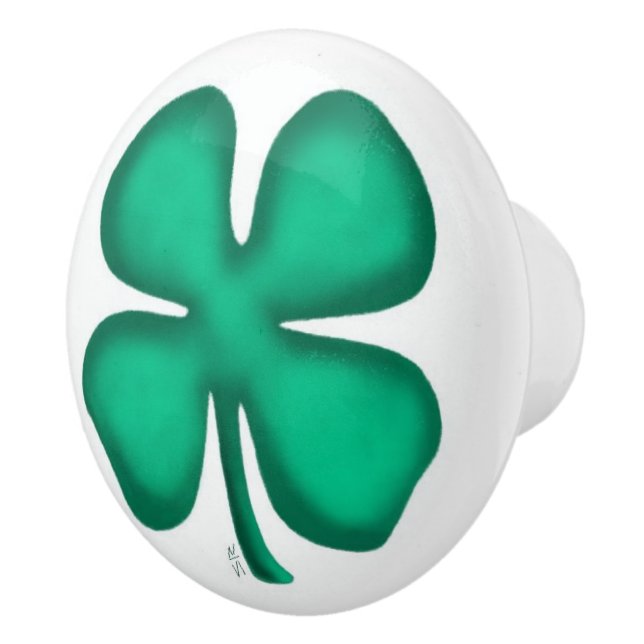 Bouton en céramique Lucky 4 Leaf Irish Clover (Droite)