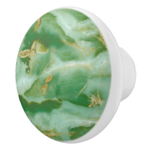 Bouton en céramique marbré vert et gris