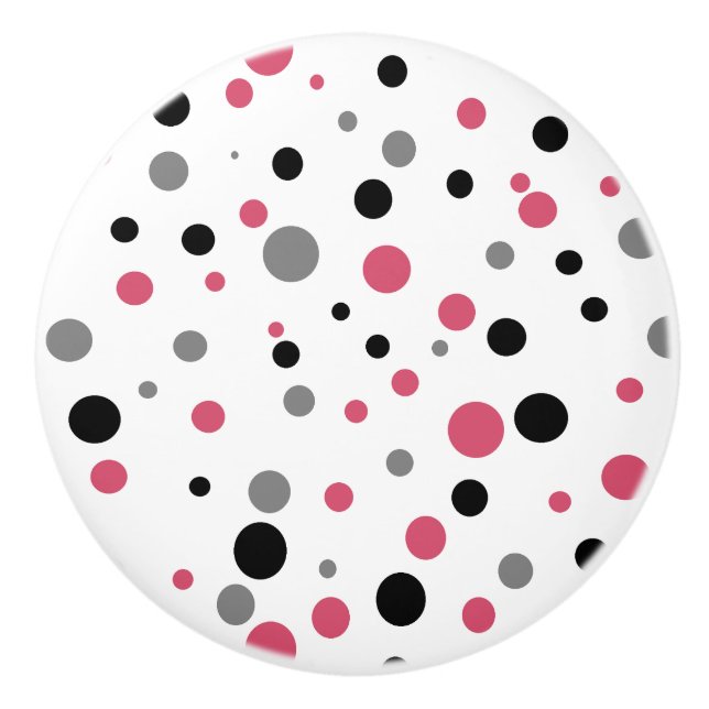 Bouton en céramique noir rose pois rétro (Devant)