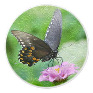 Bouton en céramique papillon