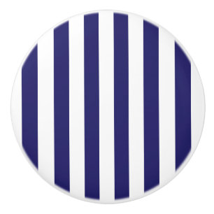 Bouton en céramique rayé bleu et blanc de minuit