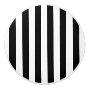 Bouton en céramique rayé noir et blanc