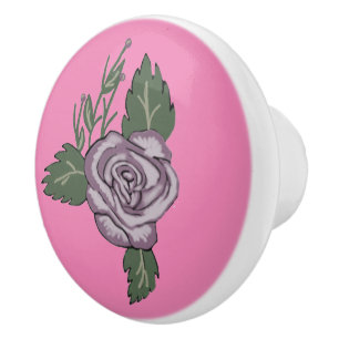 Bouton en céramique Rose Mauve