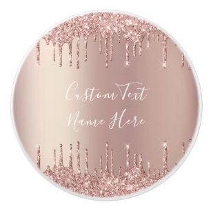 Bouton en céramique rose Parties scintillant or av