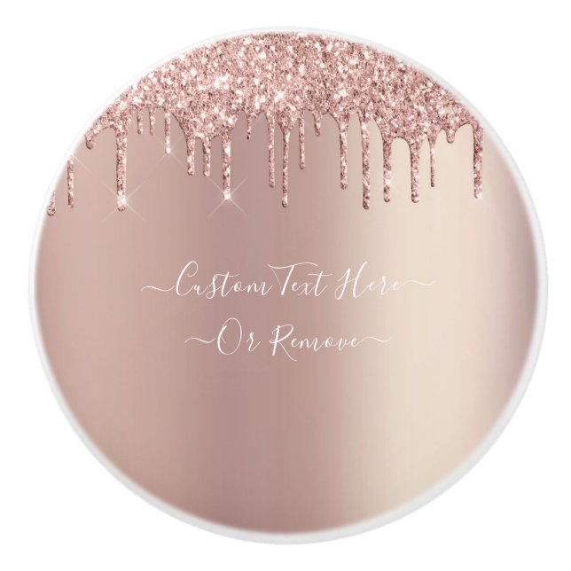 Bouton en céramique rose Parties scintillant or av (Devant)