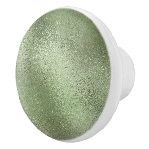 Bouton en céramique vert pâle à texture irisée