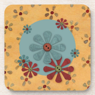 Bouton Pays Dessous de verre de liège à fleurs