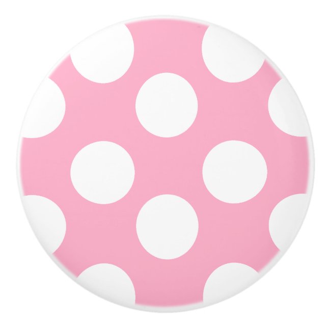 Bouton rose et blanc de meubles de point de polka (Devant)