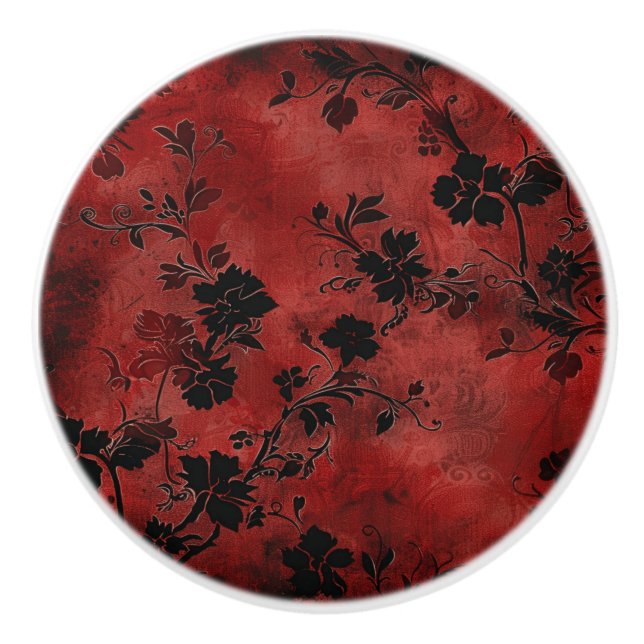 Bouton rouge Vintage en céramique (Devant)