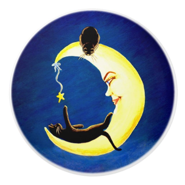 Boutons de croissant de lune et de chats noirs (Devant)