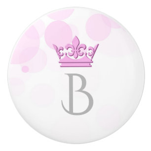 Boutons de lettre personnalisés Couronne rose et p