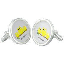 Conception de hiboux jaunes Cufflinks personnalisé