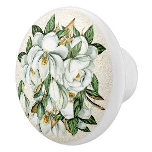 Boutons de tiroir en céramique Magnolias