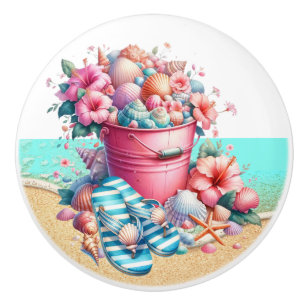 Boutons de tiroirs en coquille de mer de plage - S